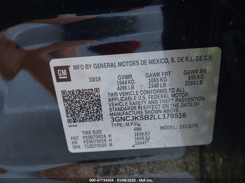 2020 CHEVROLET TRAX FWD LS - 3GNCJKSB2LL179516