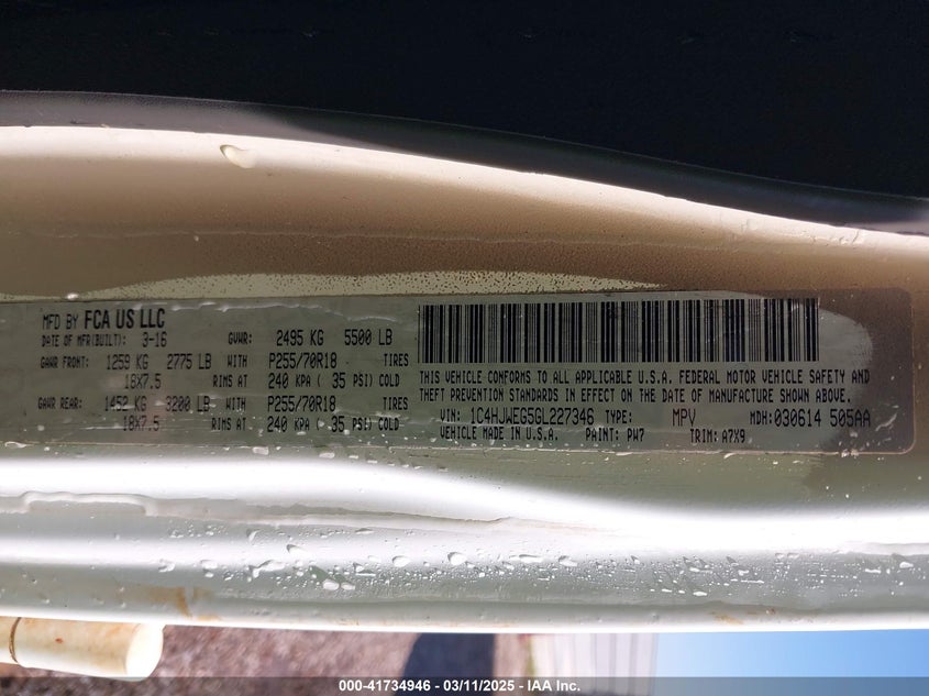 2016 JEEP WRANGLER UNLIMITED SAHARA - 1C4HJWEG5GL227346