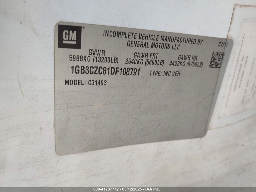 2013 Chevrolet Silverado 3500 VIN: 1GB3CZ81DF108791 Lot: 41737772