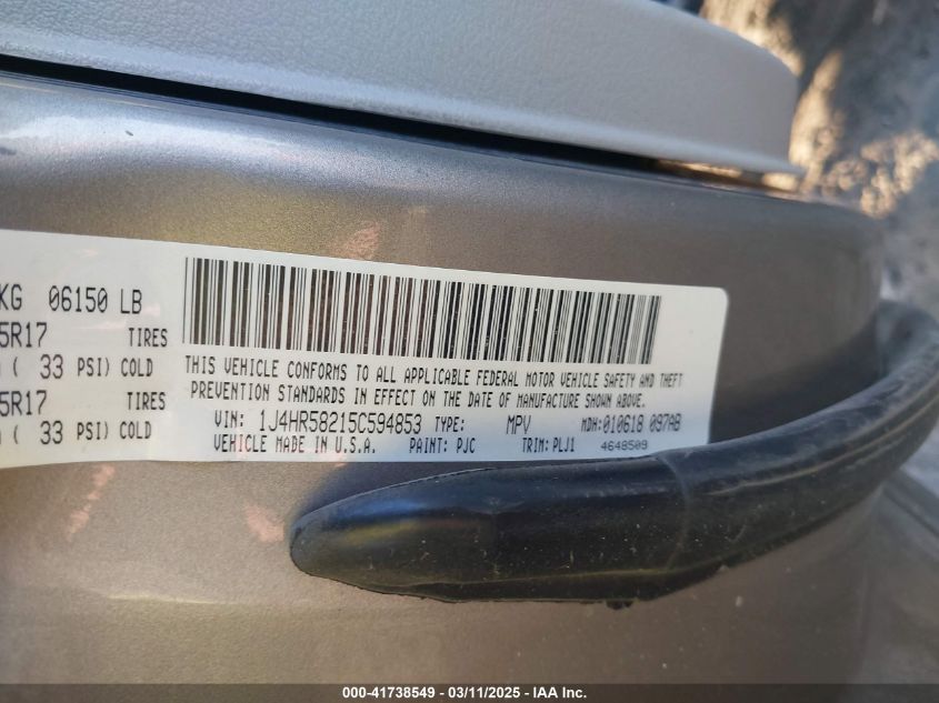 2005 Jeep Grand Cherokee Limited VIN: 1J4HR58295C672005 Lot: 41738549