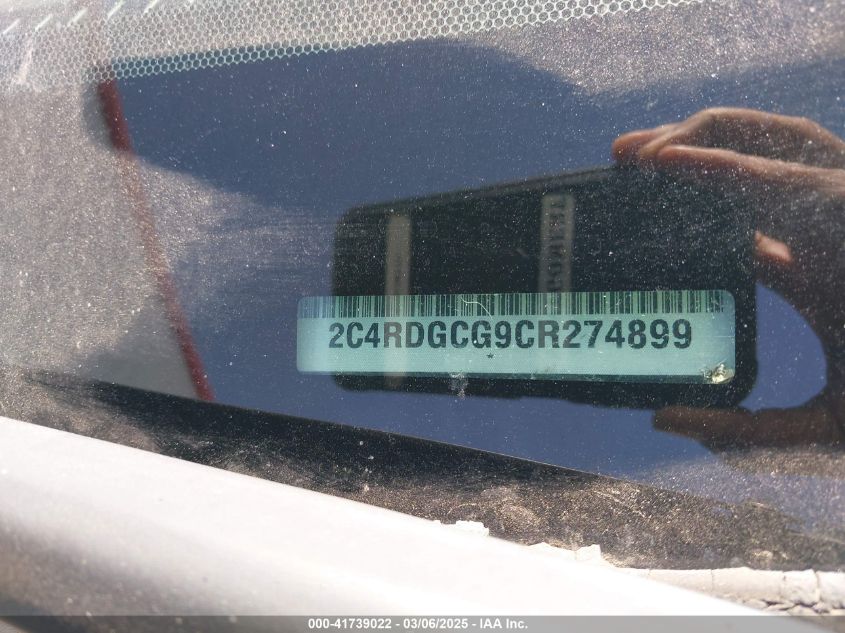 2012 Dodge Grand Caravan Sxt VIN: 2C4RDGCG9CR274899 Lot: 41739022