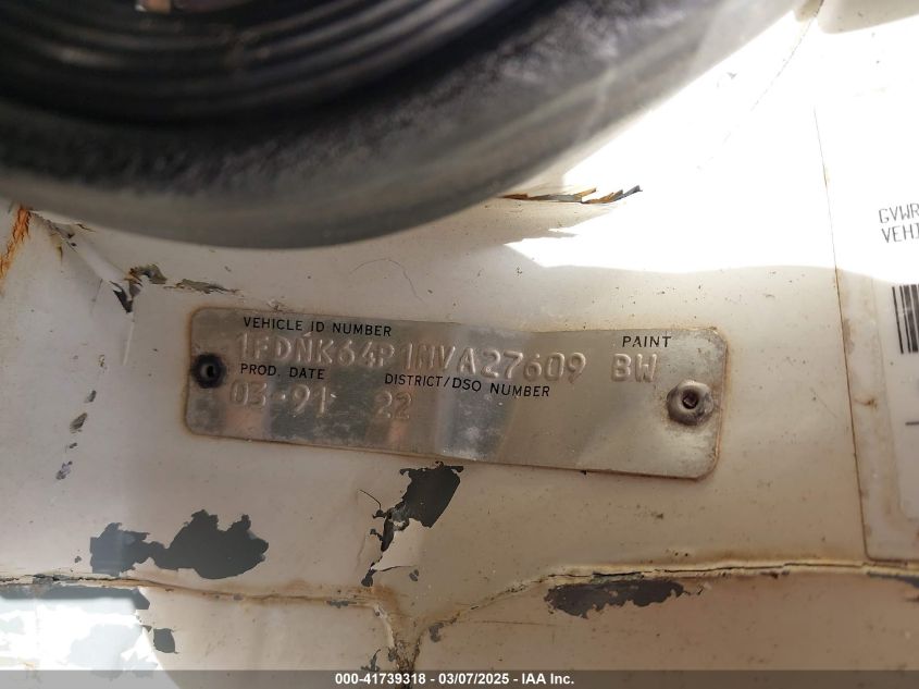 1991 Ford F600 F VIN: 1FDNK64P1MVA27609 Lot: 41739318