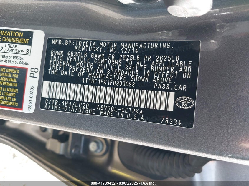 2015 TOYOTA CAMRY VIN: 4T1BF1FK1FU900098