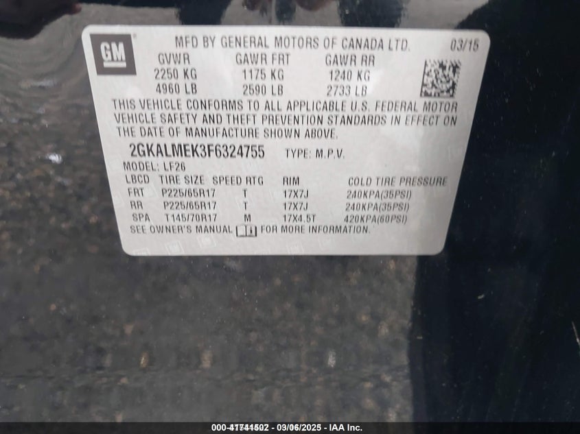 2015 GMC TERRAIN SLE-1 - 2GKALMEK3F6324755