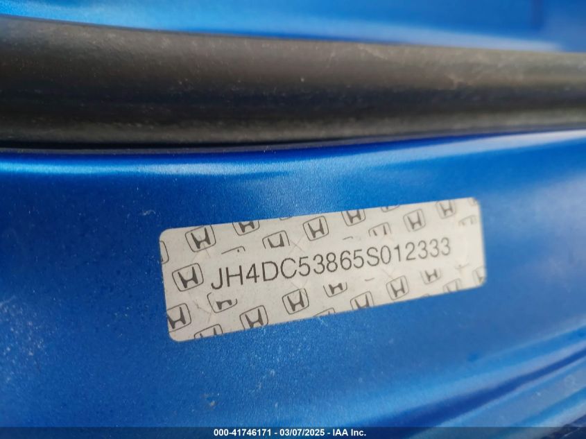 2005 Acura Rsx VIN: JH4DC53865S012333 Lot: 41746171