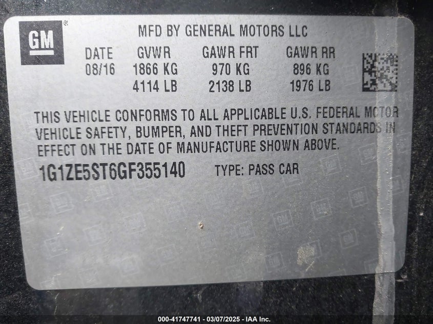 2016 CHEVROLET MALIBU 1LT - 1G1ZE5ST6GF355140