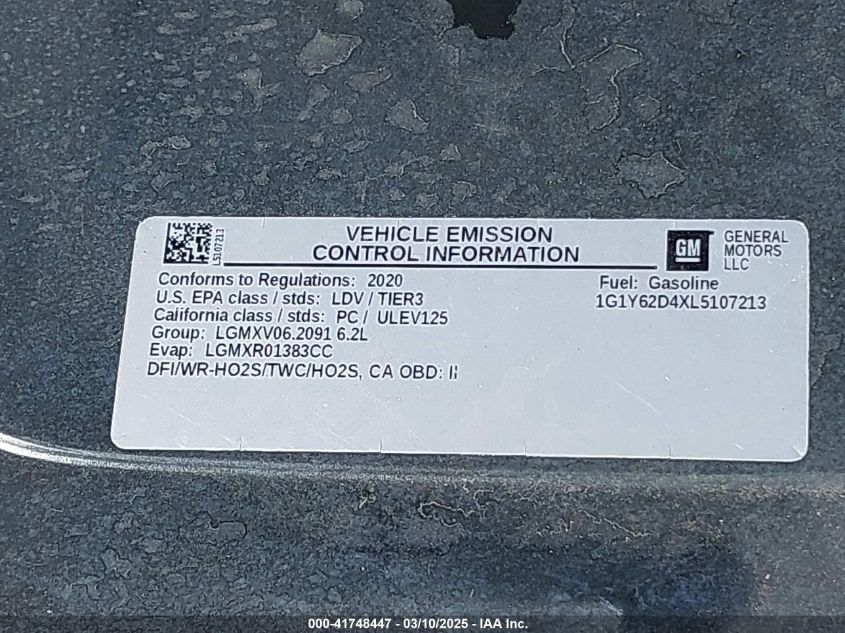 2020 Chevrolet Corvette Stingray - 1G1Y62D4XL5107213