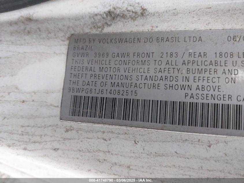 2001 Volkswagen Gti Glx VIN: 9BWPG61J614082515 Lot: 41748790