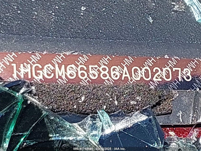 2006 HONDA ACCORD VIN: 1HGCM66586A002073