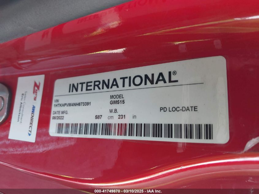 2022 Chevrolet Silverado - 1HTKHPVM4NH673391