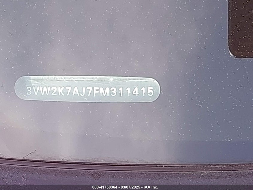 2015 VOLKSWAGEN JETTA VIN: 3VW2K7AJ7FM311415