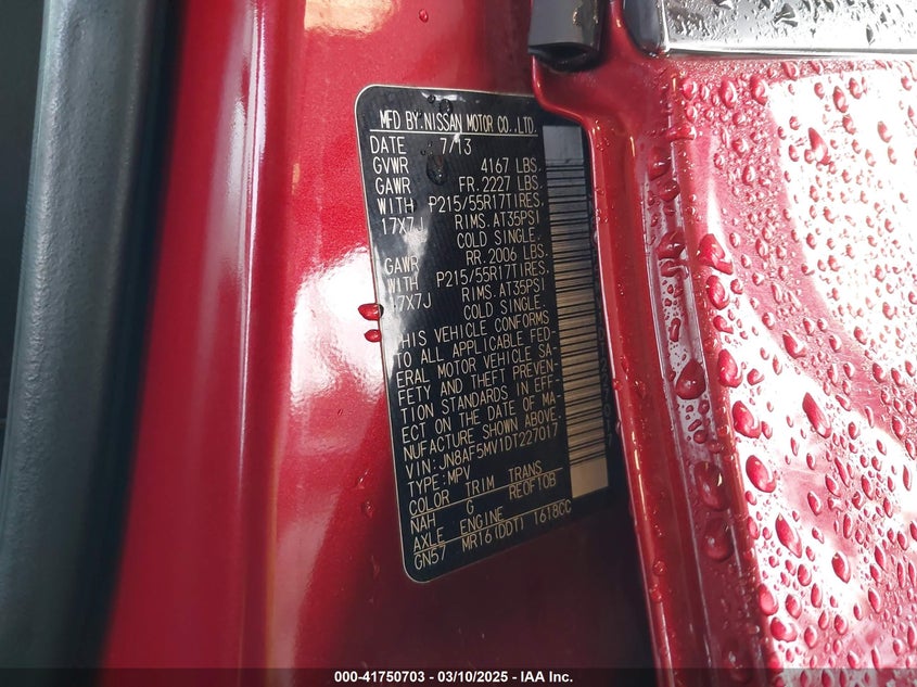 2013 NISSAN JUKE NISMO/S/SL/SV - JN8AF5MV1DT227017