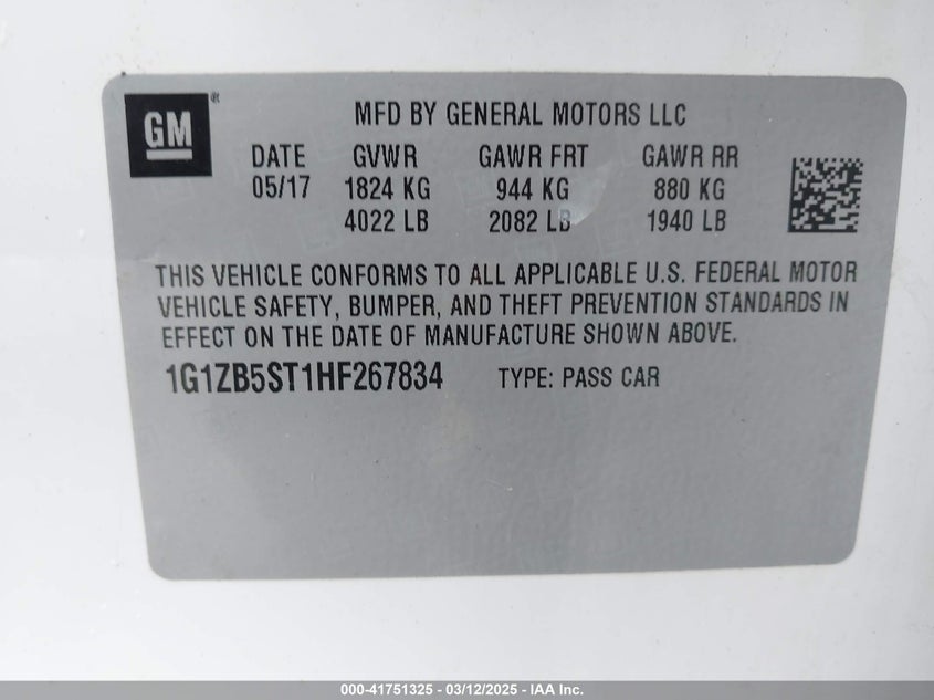 2017 CHEVROLET MALIBU LS - 1G1ZB5ST1HF267834