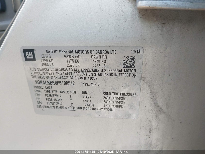 2015 GMC TERRAIN SLE-2 - 2GKALREK0F6190512