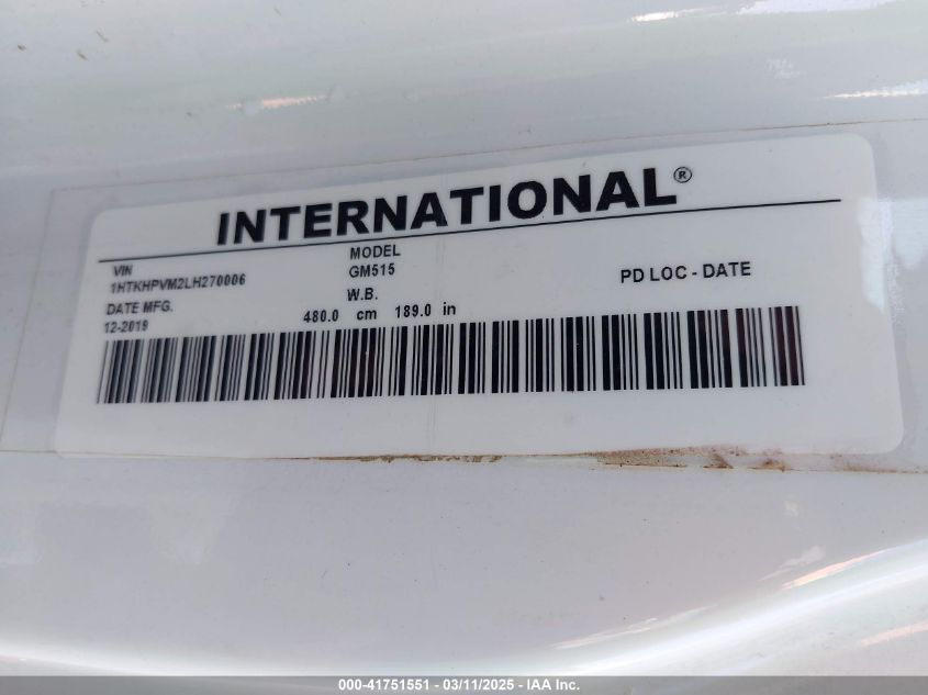 2020 Chevrolet Silverado - 1HTKHPVM2LH270006