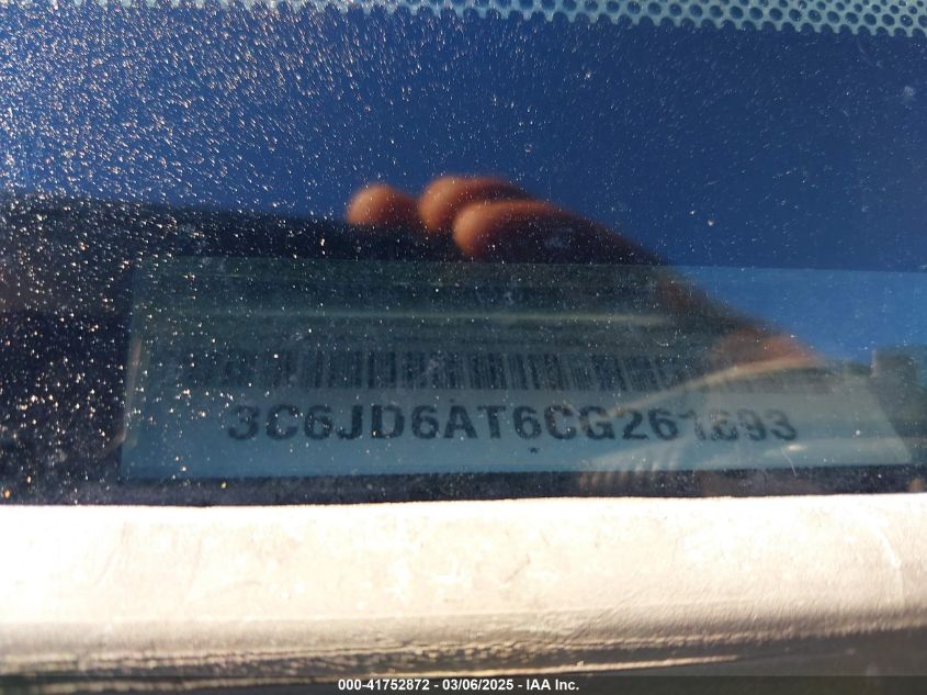 2012 Ram 1500 St VIN: 3C6JD6AT6CG261693 Lot: 41752872