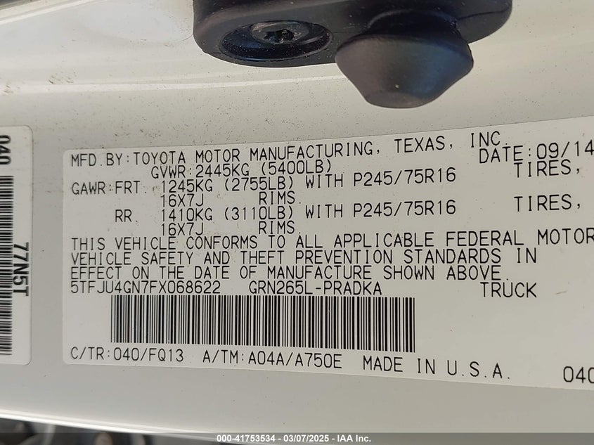 2015 TOYOTA TACOMA PRERUNNER V6 - 5TFJU4GN7FX068622