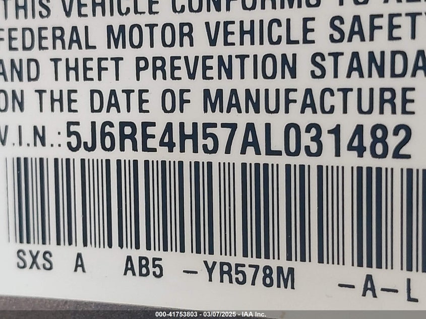 5J6RE4H57AL031482 2010 HONDA CR-V photo no. 9