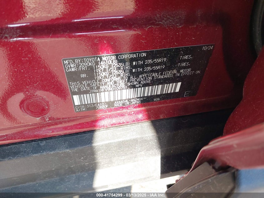 2024 TOYOTA RAV4 VIN: JTMA1RFV9RD109751