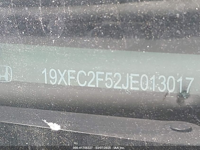 2018 Honda Civic Lx VIN: 19XFC2F52JE013017 Lot: 41755327