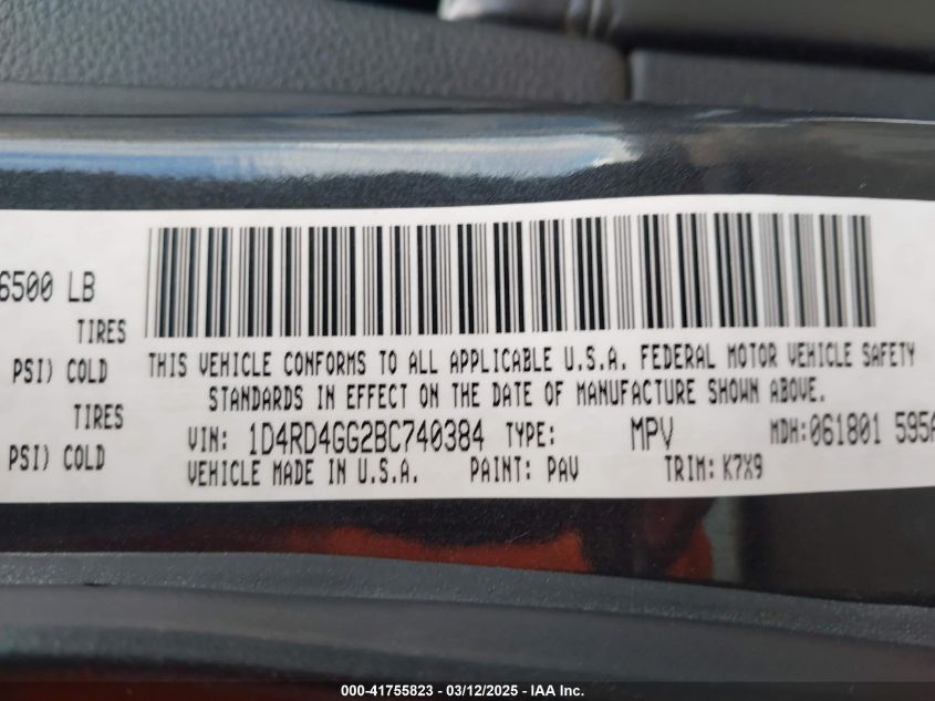 2011 Dodge Durango Crew VIN: 1D4RD4GG2BC740384 Lot: 41755823