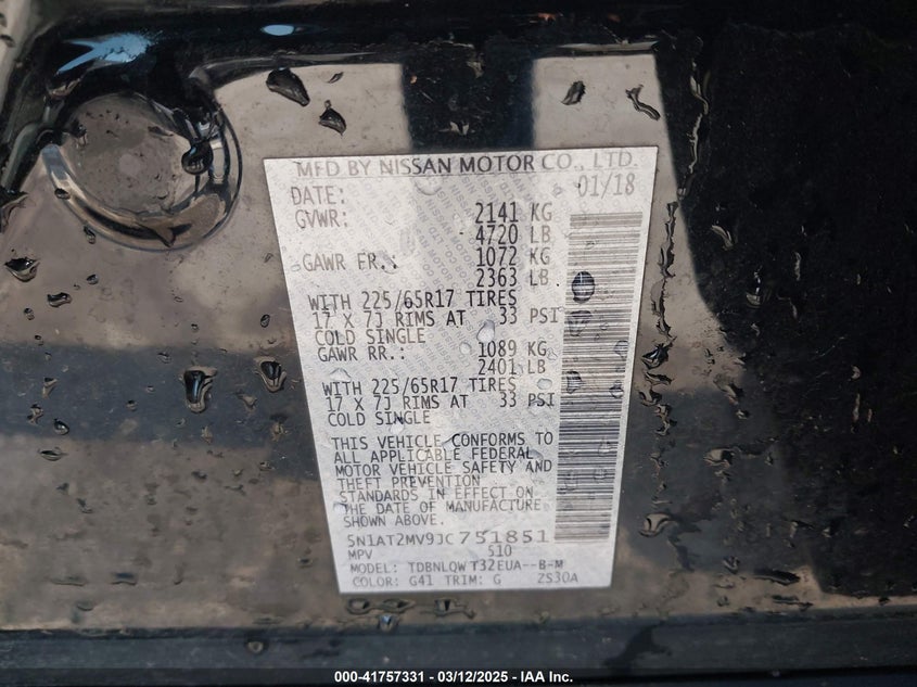 2018 NISSAN ROGUE SV - 5N1AT2MV9JC751851