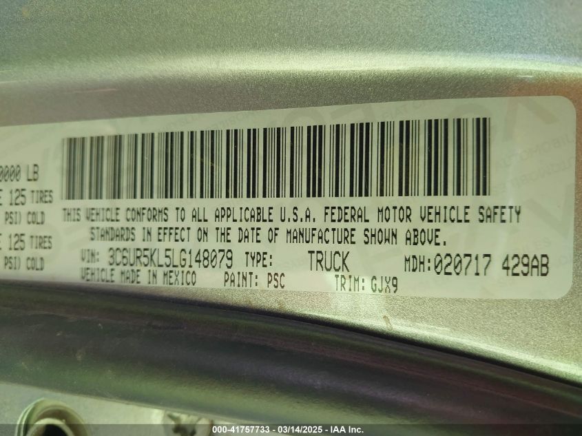 2020 Ram 2500 - 3C6UR5KL5LG148079