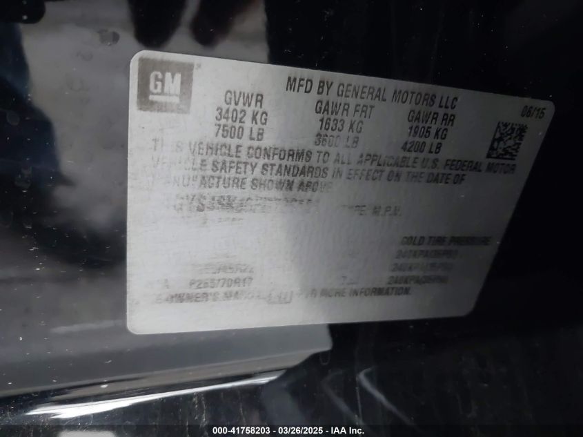 2015 Cadillac Escalade Esv Luxury VIN: 1GYS4SKJ6FR726135 Lot: 41758203