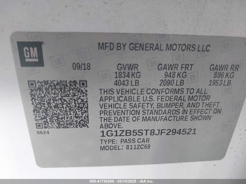 2018 CHEVROLET MALIBU 1LS - 1G1ZB5ST8JF294521