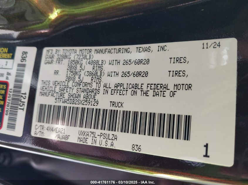 2025 Toyota Tundra - 5TFWA5DB2SX259129