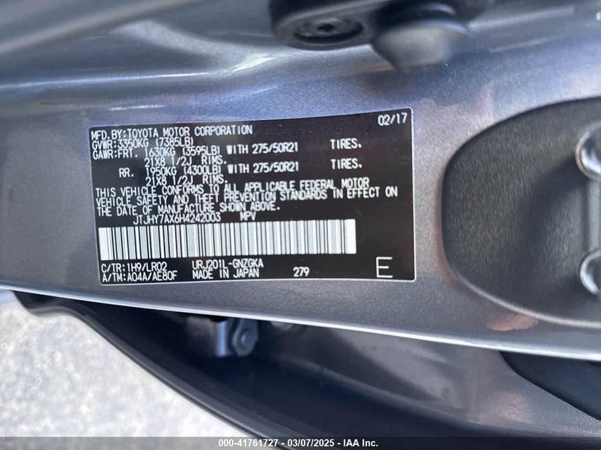 2017 LEXUS LX 570 - JTJHY7AX6H4242003