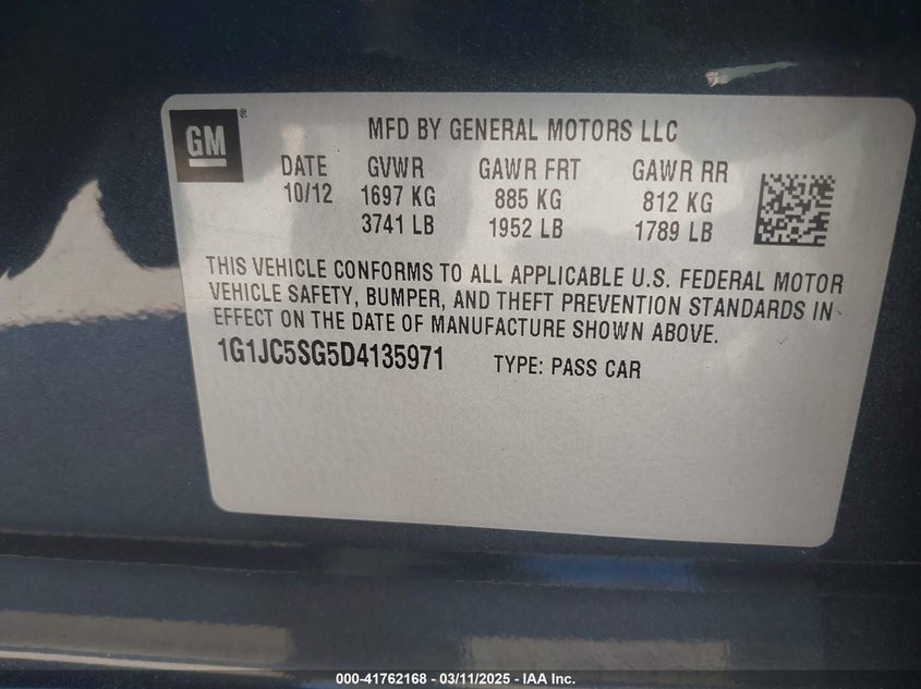 2013 CHEVROLET SONIC LT AUTO - 1G1JC5SG5D4135971