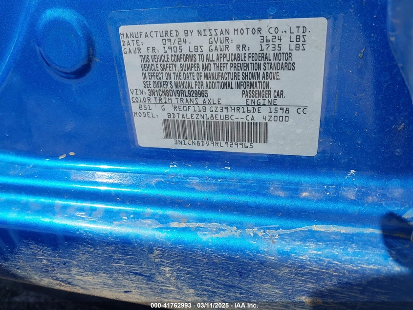 2024 NISSAN VERSA 1.6 S - 3N1CN8DV9RL929965