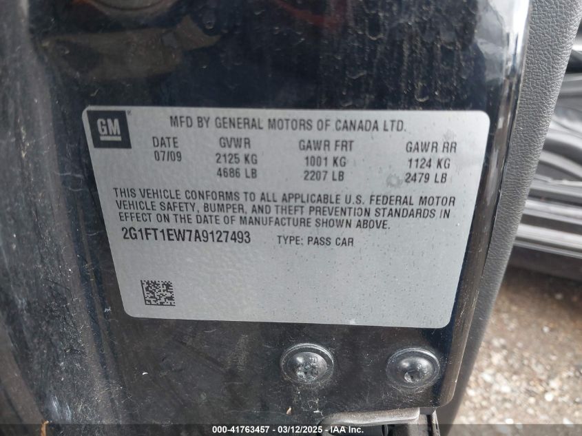 2010 Chevrolet Camaro 2Ss VIN: 2G1FT1EW7A9127493 Lot: 41763457