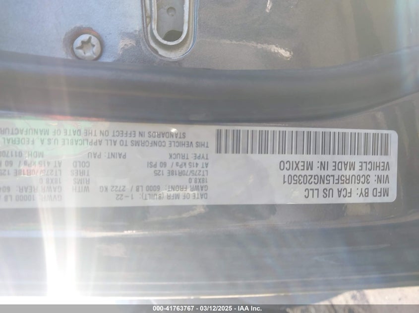 2022 RAM 2500 VIN: 3C6UR5FL5NG203501