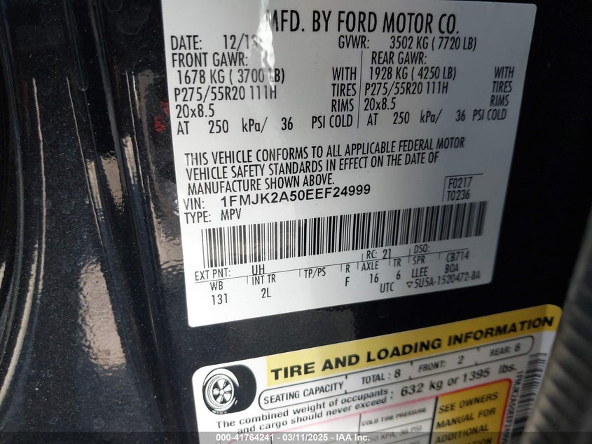 2014 FORD EXPEDITION EL LIMITED 1FMJK2A50EEF24999