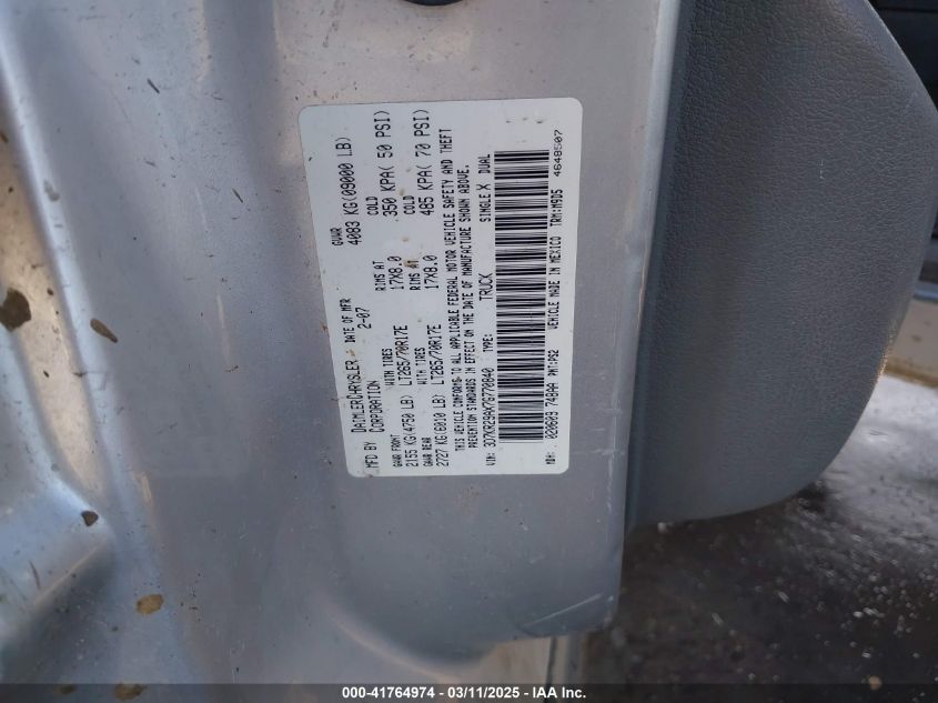 2007 Dodge Ram 2500 Laramie/Slt VIN: 3D7KR29AX76770840 Lot: 41764974