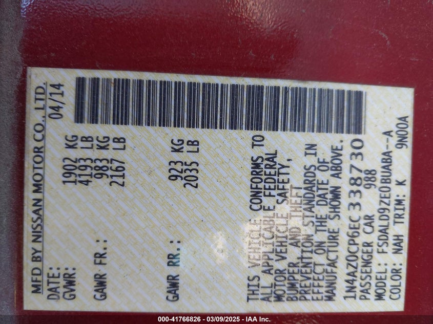 2014 NISSAN LEAF SV - 1N4AZ0CP6EC338730