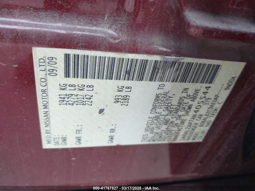 2010 NISSAN ALTIMA VIN: 1N4AL2AP7AN405544