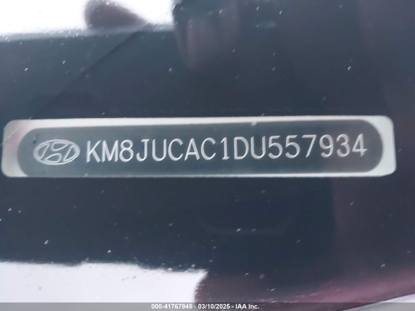 2013 Hyundai Tucson Gls VIN: KM8JUCAC1DU557934 Lot: 41767945