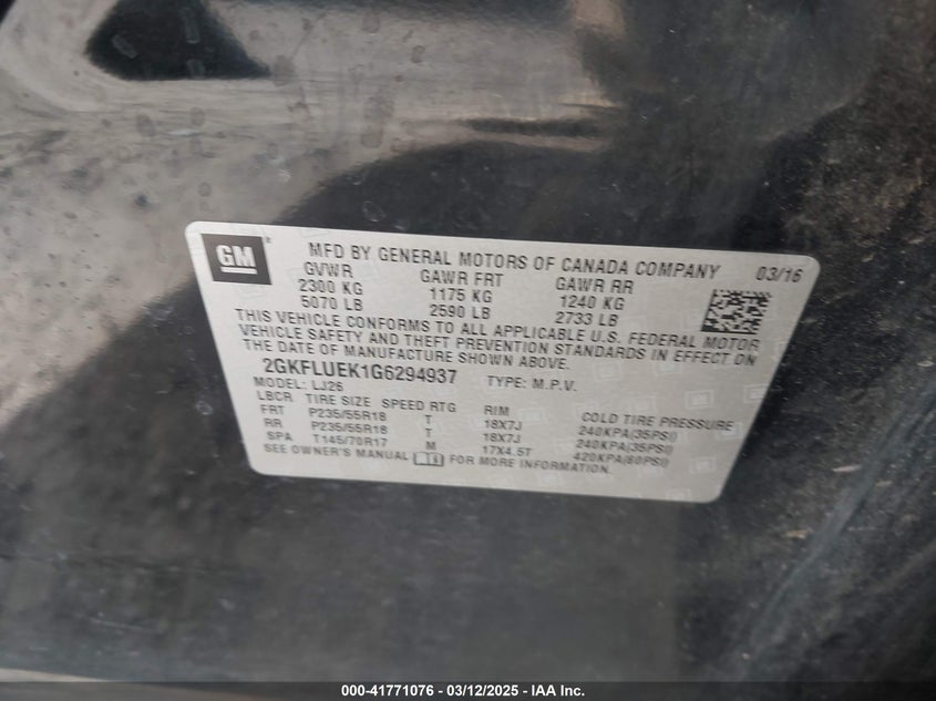 2016 GMC TERRAIN SLT - 2GKFLUEK1G6294937