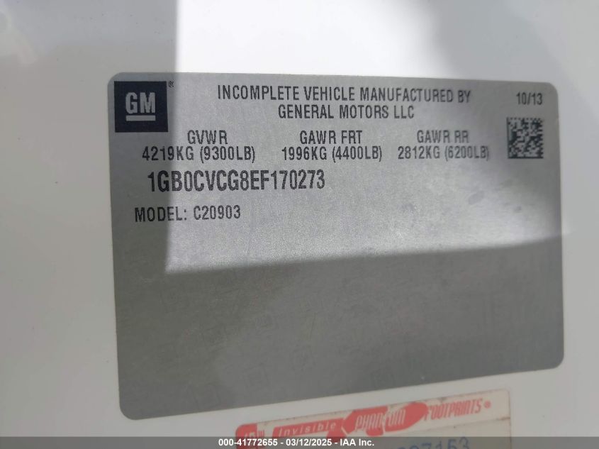 2014 Chevrolet Silverado 2500Hd Work Truck VIN: 1GB0CVCG8EF170273 Lot: 41772655