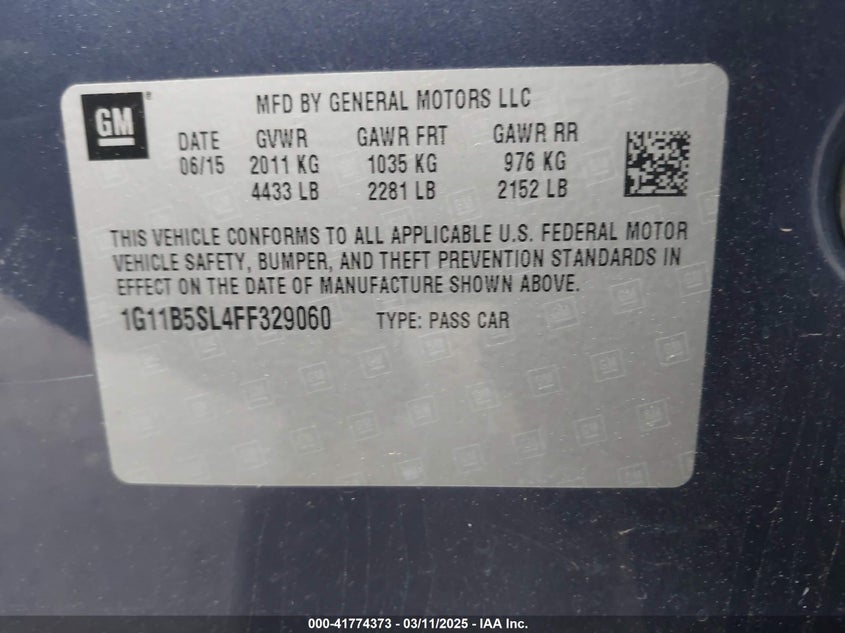 2015 CHEVROLET MALIBU LS - 1G11B5SL4FF329060