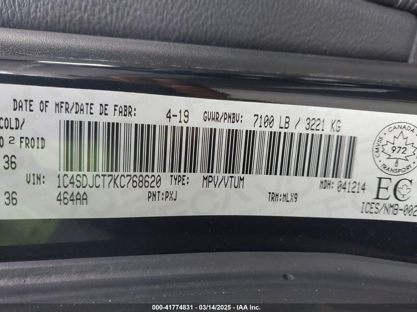 2019 DODGE DURANGO R/T - 1C4SDJCT7KC768620