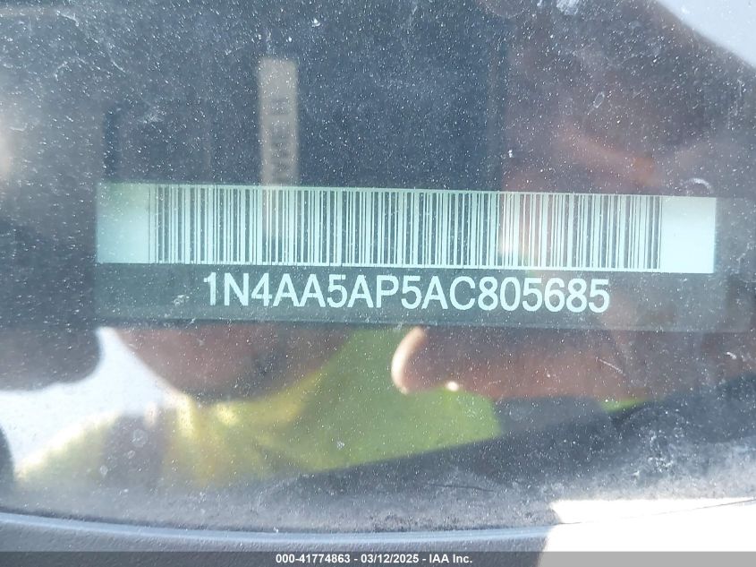 2010 Nissan Maxima 3.5 Sv VIN: 1N4AA5AP5AC805685 Lot: 41774863