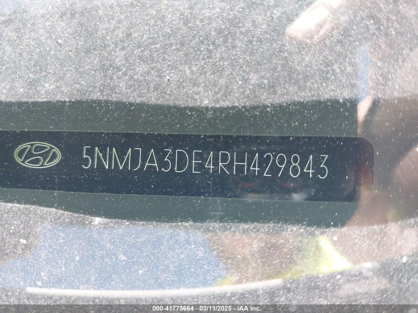 2024 Hyundai Tucson Se VIN: 5NMJA3DE4RH429843 Lot: 41775664