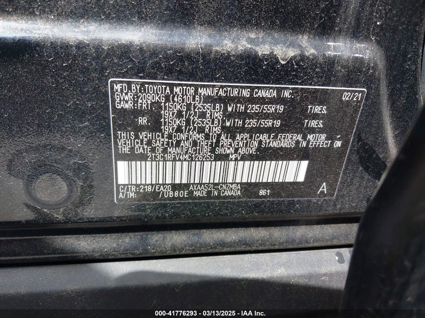 2021 TOYOTA RAV4 XLE PREMIUM - 2T3C1RFV4MC126253