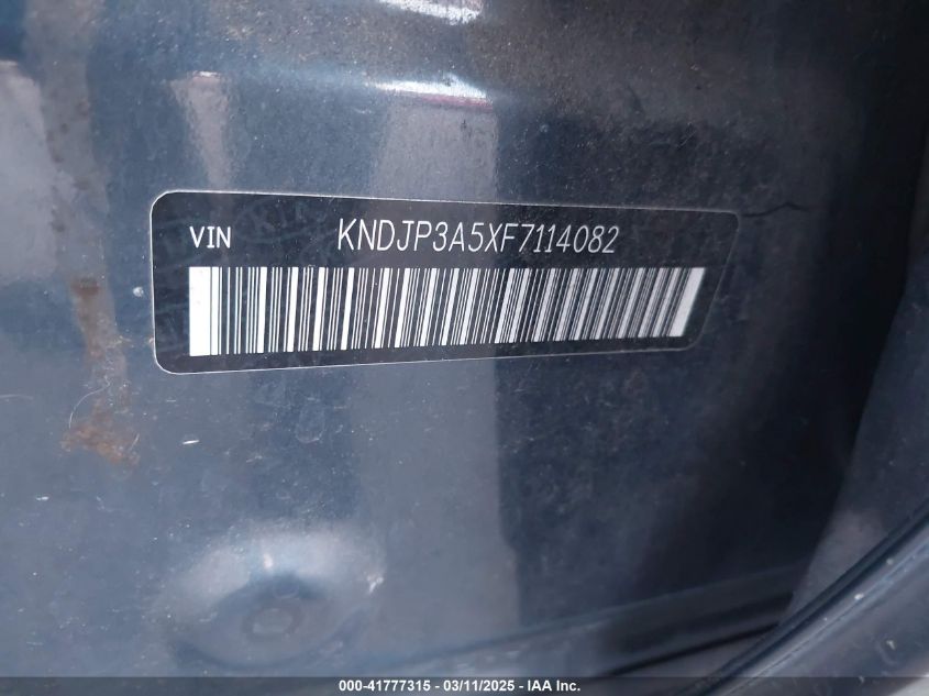 2015 Kia Soul + VIN: KNDJP3A5XF7114082 Lot: 41777315