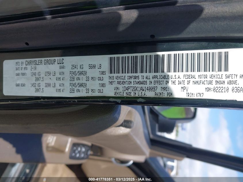 2010 Dodge Nitro Se VIN: 1D4PT2GK1AW140097 Lot: 41778351