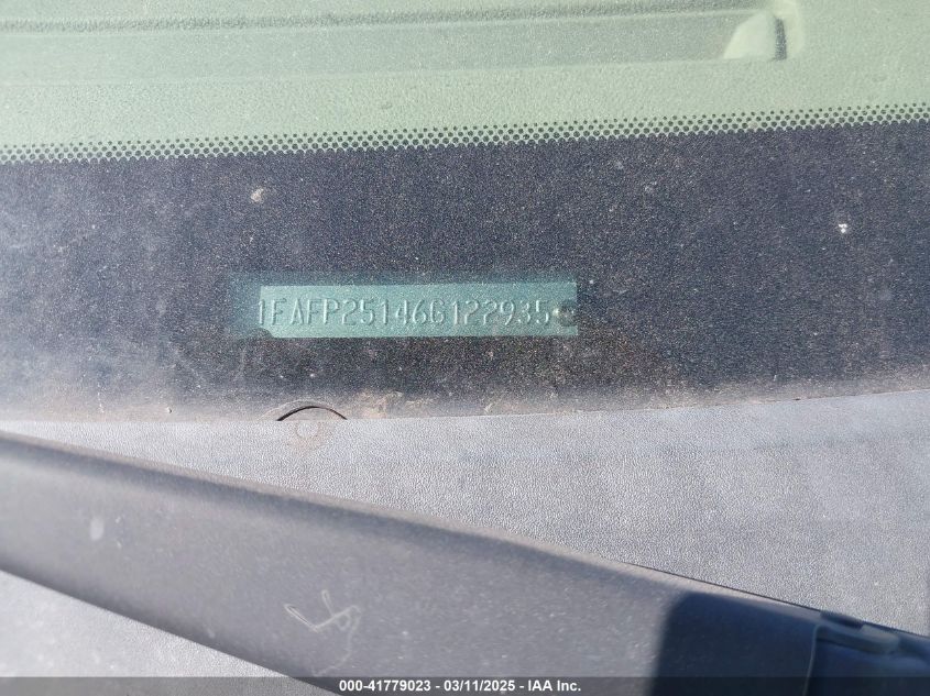 2006 Ford Five Hundred Limited VIN: 1FAFP25146G122935 Lot: 41779023